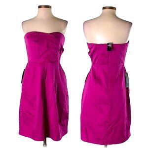 The Limited Strapless Dress Women's 6 Fuschia Lined‎ Back Zip Pockets NWT